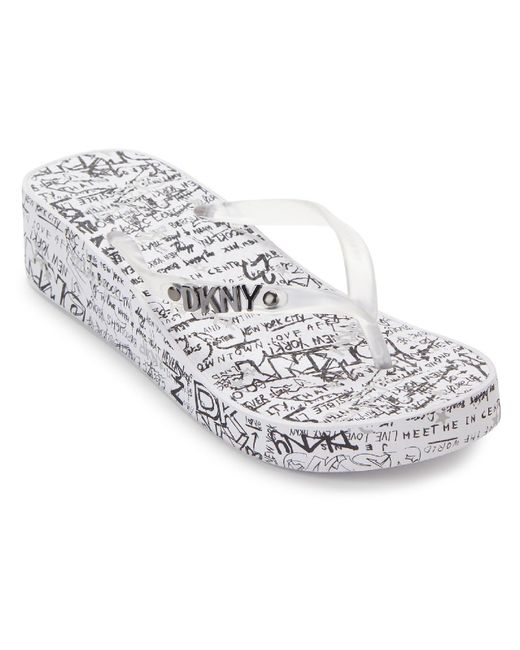 DKNY Jazzi Grafitti Wedge Flipflops in White Lyst