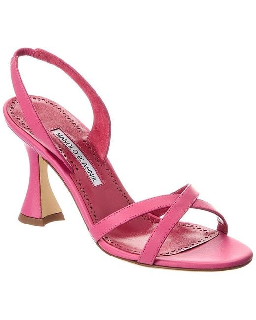 Manolo Blahnik Pink Ammoursli 90 Leather Slingback Sandal