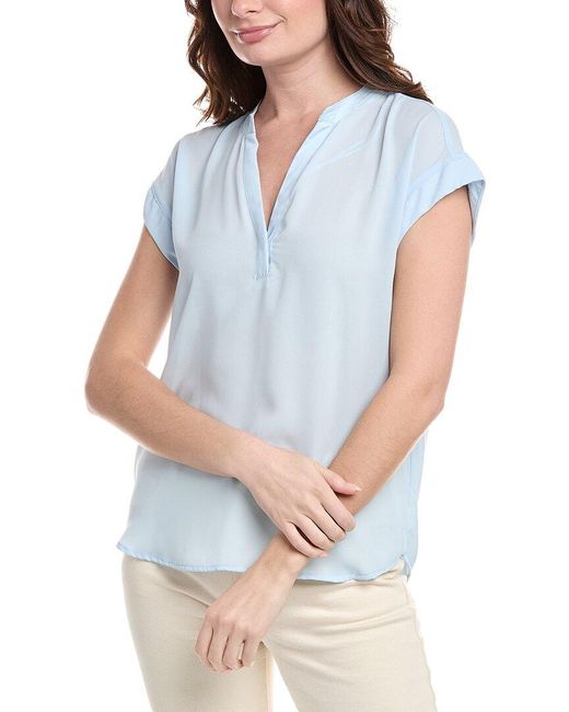 Vince Camuto Blue Open Placket Top