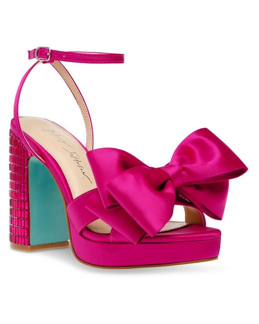 Betsey Johnson Maddy Satin Embellished Heels in Pink | Lyst