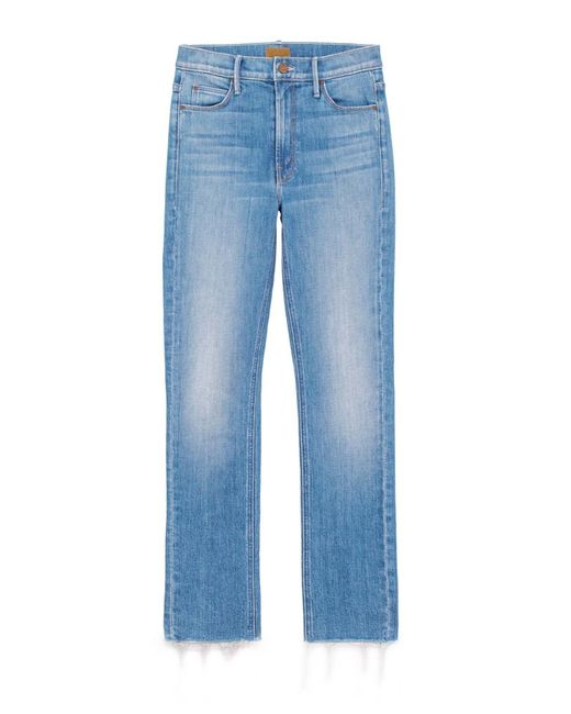 Mother Blue Mid Rise Dazzler Ankle Fray Denim Jeans