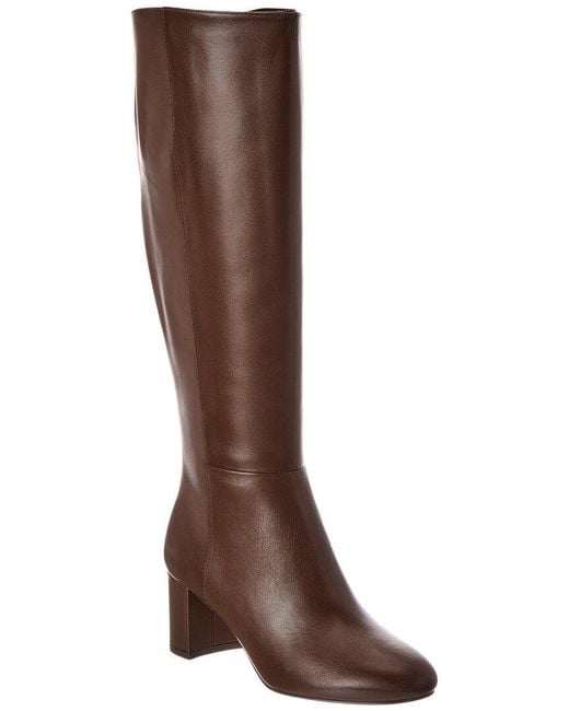 Stuart Weitzman Brown Celina Zip Leather Knee-High Boot