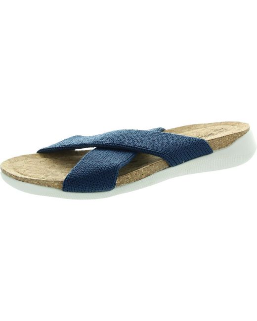 Arcopedico Blue Criss-Cross Knit Slide Sandals
