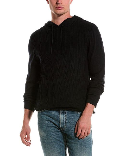 Karl Lagerfeld Black Rib Knit Silk-blend Sweater Hoodie for men