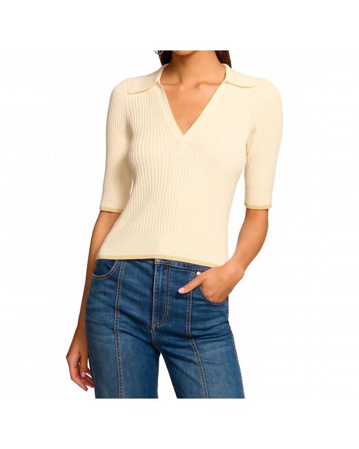 Ramy Brook Blue Kelly Ribbed Short Sleeve Sweater