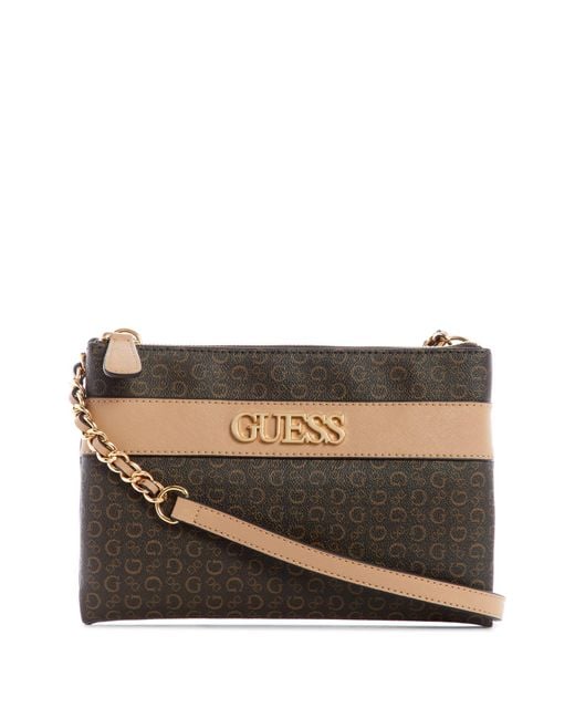 Guess Factory Brooker Logo Doublezip Crossbody in White Lyst
