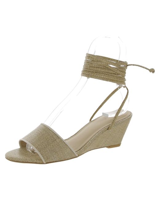 Cult Gaia Natural Open Toe Slip On Wedge Sandals