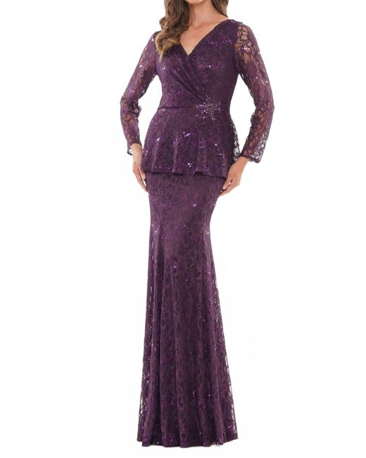 Marsoni by Colors Purple V-Neckline Full Sleeve Dress