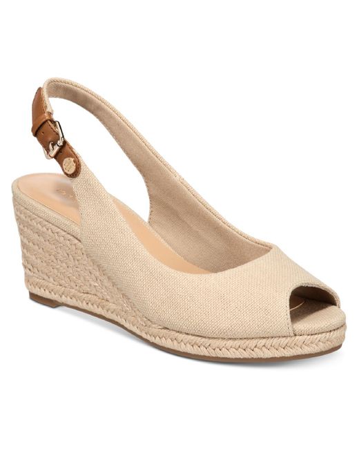 Tommy Hilfiger Nhalia 2 Peep Toe Slingback Wedge Sandals in Natural Lyst