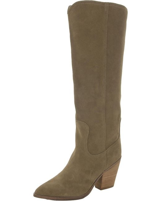 Blondo Green Wrangle Suede Stacked Heel Knee-high Boots