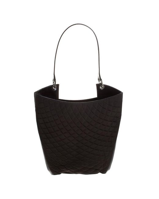 Bally Black Dark Quilted Nylon And Patent Leather Hobo