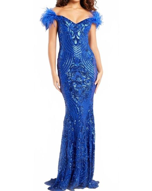 simple beach dresses Jovani 04700 Navy High Slit Beaded Evening Dress