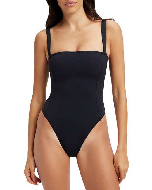 GOOD AMERICAN Blue Lace-up Back Corset One-piece Swimsuit