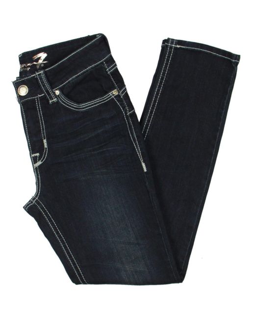 Seven7 Blue Denim Dark Wash Straight Leg Jeans