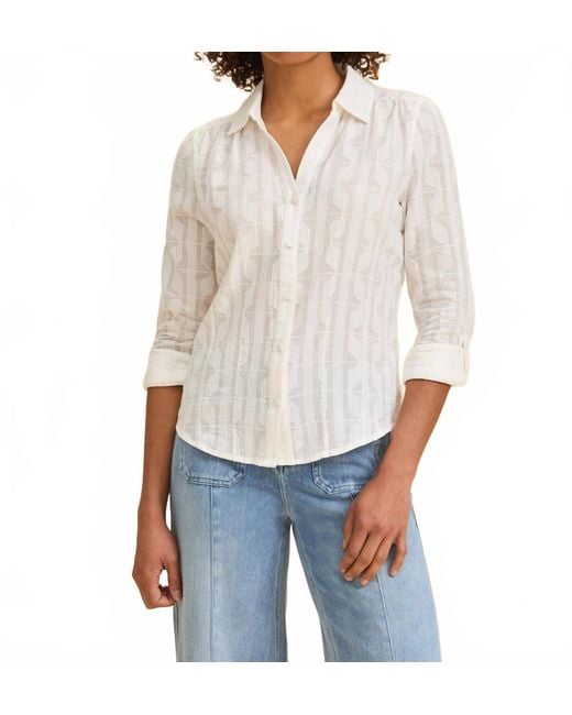 Fdj White Split Neck Top