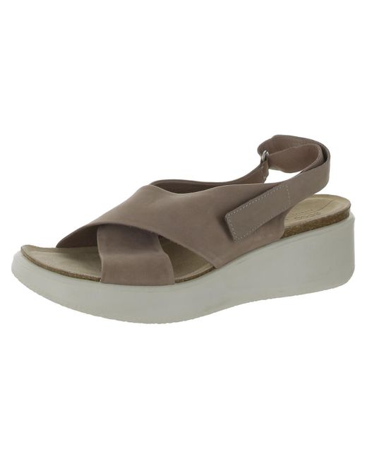 Ecco Brown Leather Comfort Wedge Sandals