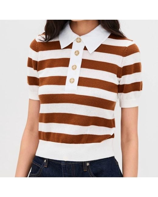 FRAME Brown The Bold Stripe Polo Shirt