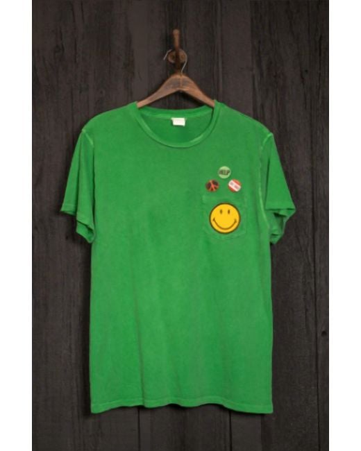 MadeWorn Green Keep Smiling Patch Pocket Tee