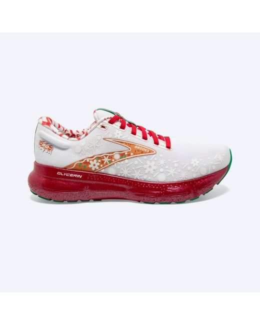 Brooks Glycerin 20 Running Shoes - B/medium Width In Red Alert/white/caramel