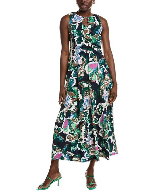 Sandra Darren Green Surplice Midi Dress