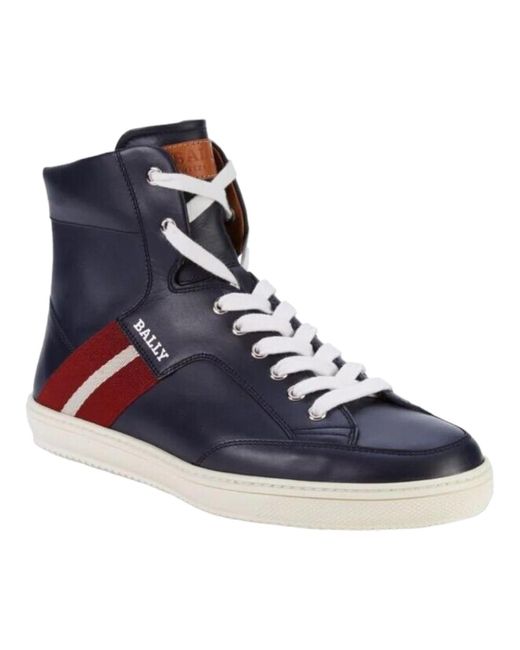 Bally Purple Oldani 6240310 Navy High-top Leather Sneakers for men