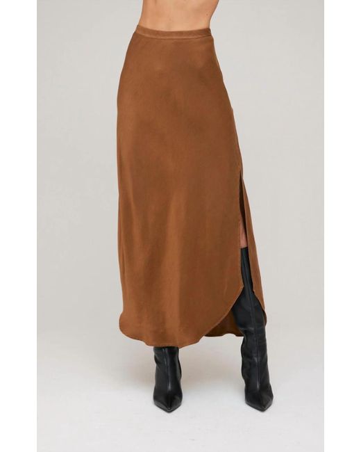 Bella Dahl Side Slit Bias Skirt in Natural | Lyst