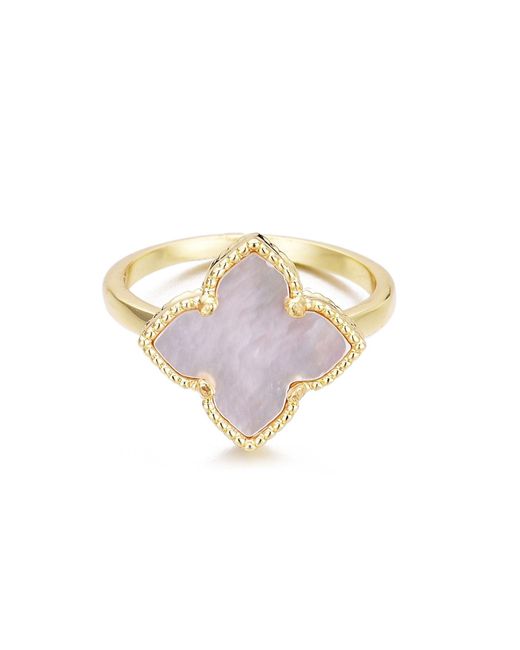Adornia Metallic 14K Plated Mother Of Pearl Flower Ring