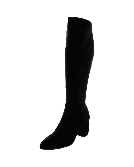 Marc Fisher Black Lella Faux Suede Wide Calf Knee-High Boots