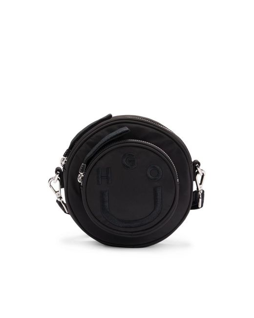 HUGO Black Circular Crossbody Bag With Happy Logo