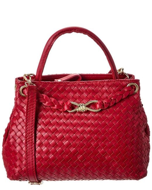 Isabella Rose Red Clover Hand-Woven Leather Tote
