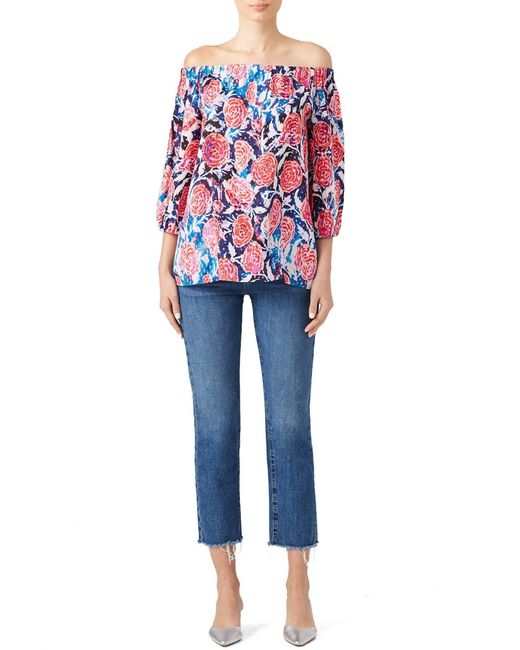 Fuzzi Red Watercolor Floral Top
