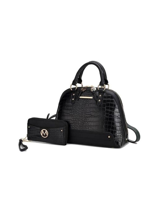 MKF Black Nora Premium Croco Satchel Handbag