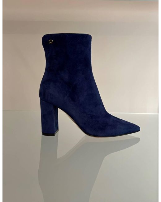 Gianvito Rossi Blue Lyell85 Suede Bootie