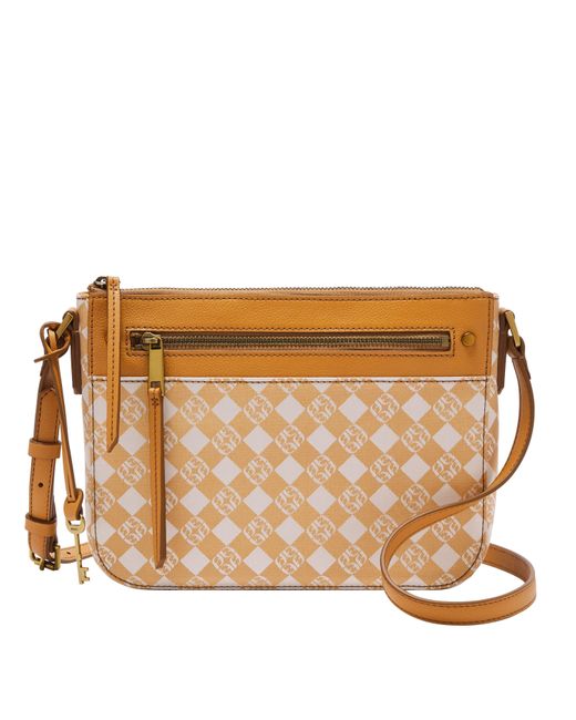 Fossil Farrah Jacquard Crossbody in Yellow Lyst