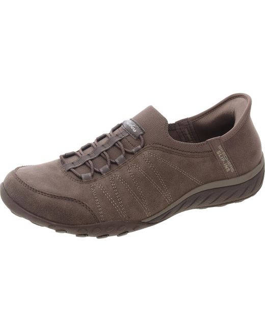 Skechers Brown Breathe Easy Home Body Memory Foam Nubuck Slip-On Sneakers