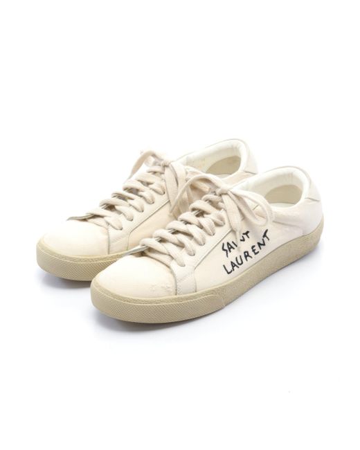 Saint Laurent Natural Sneakers Fabric Leather Ivory