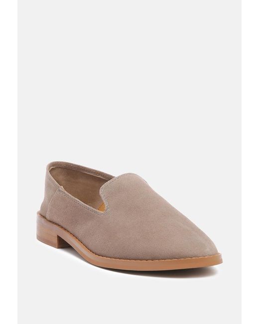 Rag & Co Gray Oliwia Taupe Classic Suede Loafers