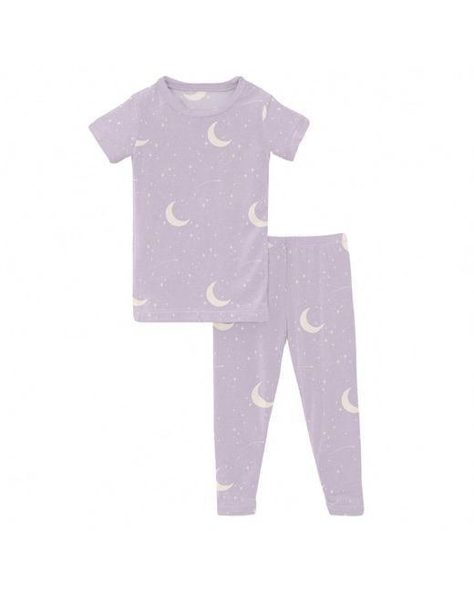 KICKEE Purple Girl's Short Sleeve Pajama Set