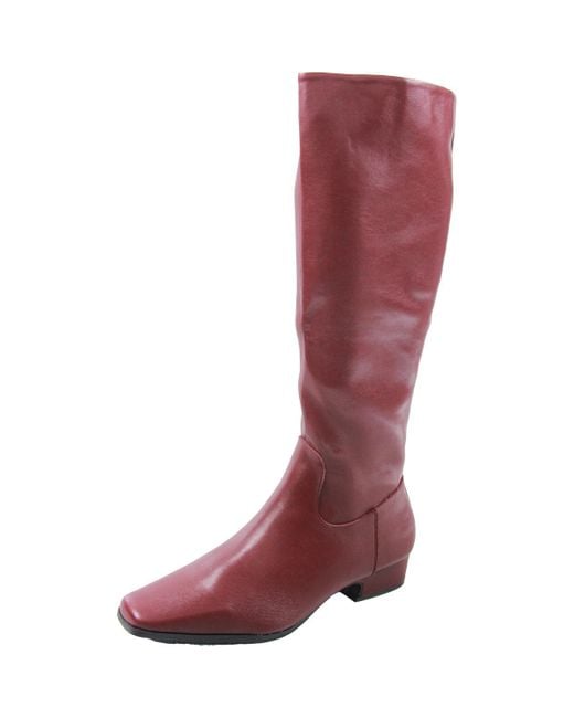 Madden Girl Women's Red Florence Solid Faux Leather Knee-High Boots