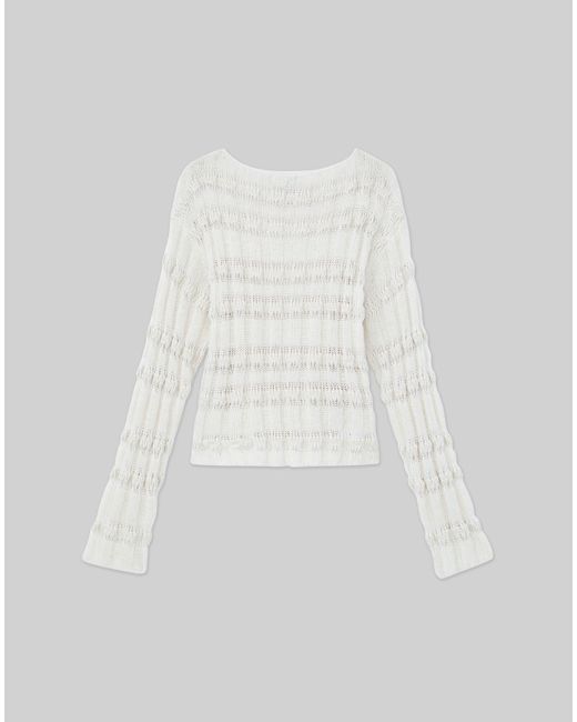 Lafayette 148 New York White Cotton-silk & Wool Boucl?? Sweater