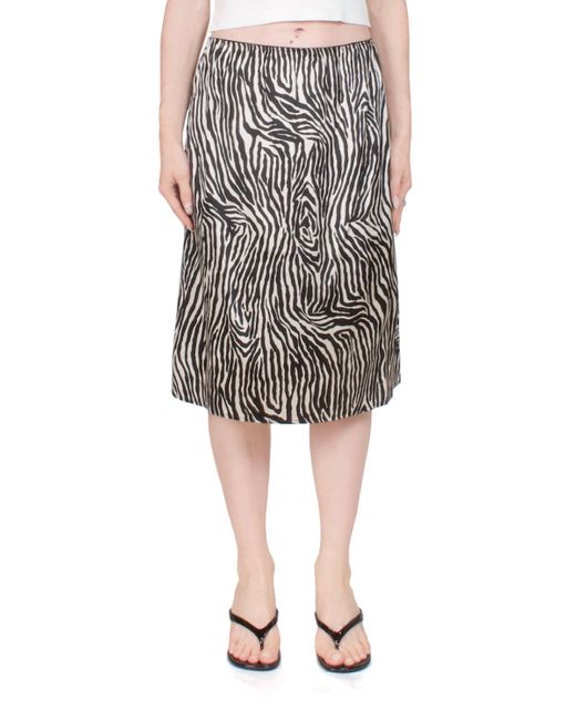 6397 Black Printed Slip Midi Skirt