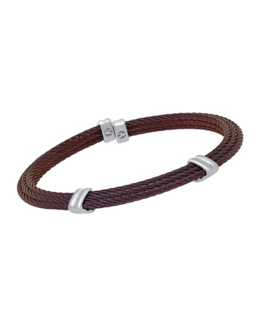Alor Stainless Steel And Burgundy Cable Bracelet in Brown Lyst