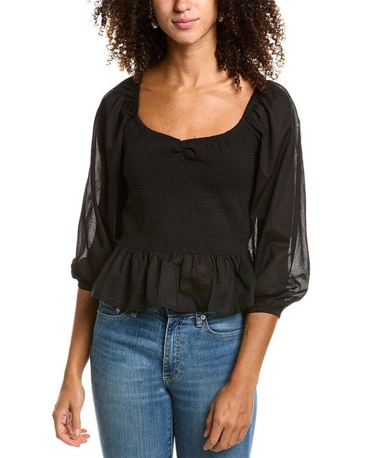 Nation Ltd Black Tiana Combo Peplum Top