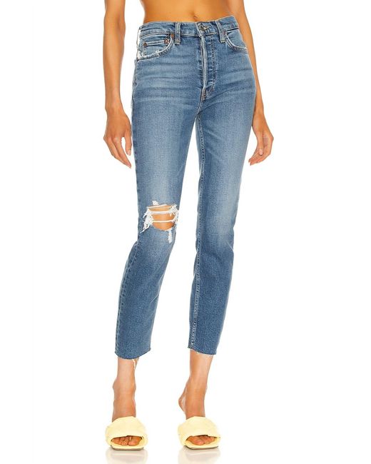 Re/done Blue 90s High Rise Ankle Crop