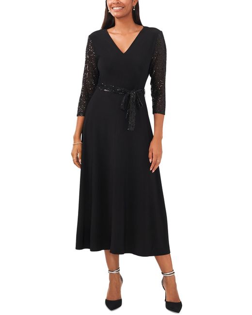 Msk Black Sequined Long Maxi Dress