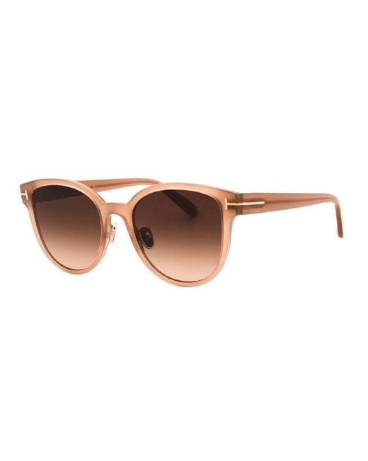 Tom Ford Brown Sunglasses Oval Full Rim, Shiny Light Frame And Gradient Lens Ft1137-K45F
