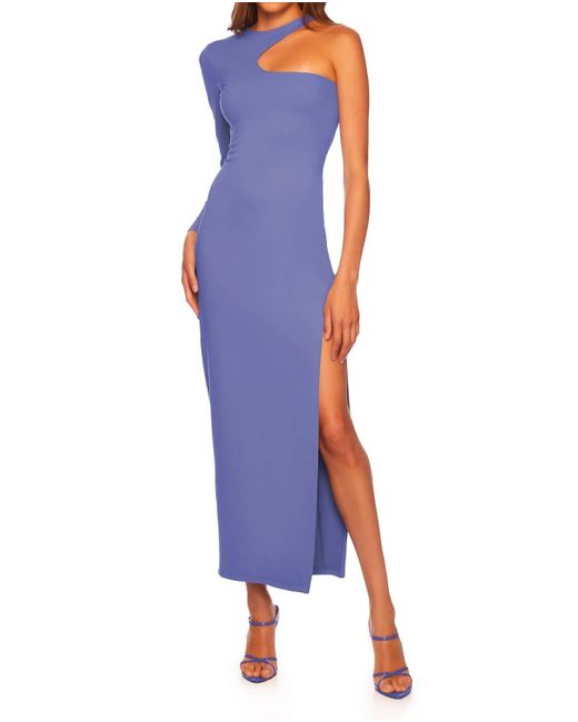 Susana Monaco Blue One Arm Slit Midi Dress