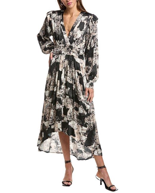 IRO Black Nuna Silk-Blend Maxi Dres