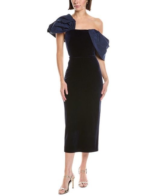 Marchesa Black Stretch Velvet Fitted Cocktail Dress
