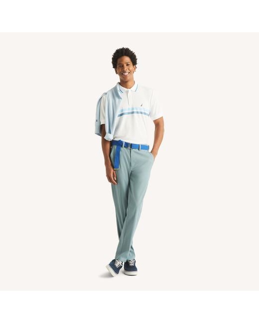 Nautica Blue Flat-Front Performance Pant for men